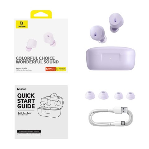 Baseus słuchawki Bluetooth Bowie E18 True Wireless Earphones fioletowe Baseus słuchawki Bluetooth Bowie E18 True Wireless Earphones fioletowe
