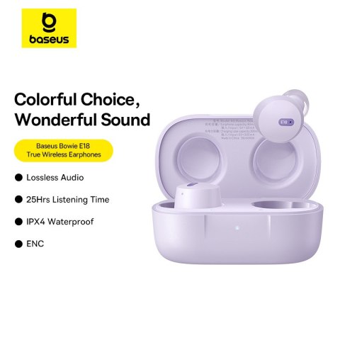 Baseus słuchawki Bluetooth Bowie E18 True Wireless Earphones fioletowe Baseus słuchawki Bluetooth Bowie E18 True Wireless Earphones fioletowe