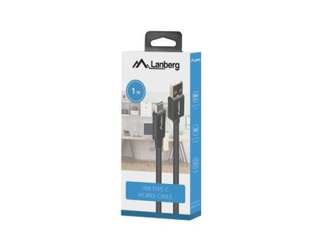 Kabel USB 2.0 Lanberg Type-C(M) - AM 1m czarny QC 3.0 BOX Kabel USB 2.0 Lanberg Type-C(M) - AM 1m czarny QC 3.0 BOX