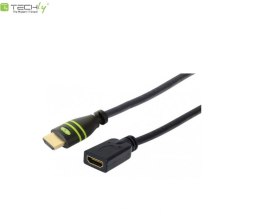 Przedłużacz HDMI Techly HDMI-HDMI M/F Ethernet 3D 4K, 0,2m, czarny