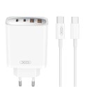 XO ładowarka sieciowa CE22 PD 45W 2x USB-C 2x USB biała + kabel USB-C - USB-C