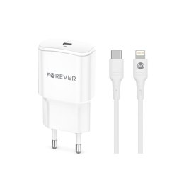 Forever ładowarka sieciowa PD QC TC-01 1x USB-C 20W biała + kabel USB-C - Lightning 20W