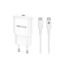 Forever ładowarka sieciowa PD QC TC-01 1x USB-C 20W biała + kabel USB-C - USB-C 20W