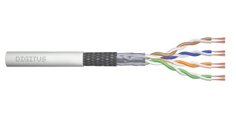 Kabel teleinformatyczny patchcordowy DIGITUS kat.5e, SF/UTP, linka, AWG 26/7, PVC, 100m, szary, karton