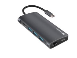 Stacja dokująca USB Natec Fowler 2 V2 Multiport USB-C -> HUB USB 3.0 3x, Hdmi 4k, USB-C, RJ45, SD, Micro SD