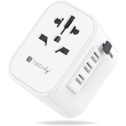 Adapter wtyku zasilania Techly EU/UK/USA/3xUSB biały