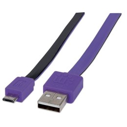 Kabel Manhattan USB-A 2.0 / MicroUSB-B 2.0 M/M 1m fioletowo-czarny