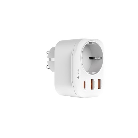 Devia gniazdo sieciowe ładowarka Smart PD 20W 1x USB-C 2x USB biała