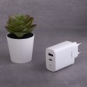 Maxlife ładowarka sieciowa PD QC MXTC-10-20AC 1x USB-C 1x USB 20W biała