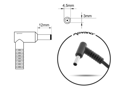 Zasilacz samochodowy Movano 19.5v 2.31a (4.5x3.0 pin) 45W do HP Zasilacz samochodowy Movano 19.5v 2.31a (4.5x3.0 pin) 45W do HP