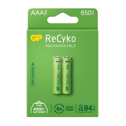 Akumulatorki AAA / R03 GP ReCyko 650 Series Ni-MH 650mAh - 2 sztuki