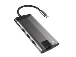 Stacja dokująca USB Natec Fowler Plus Multiport USB-C PD, 3x USB 3.0, HDMI 4K, RJ45, USB-C, SD, Micro SD