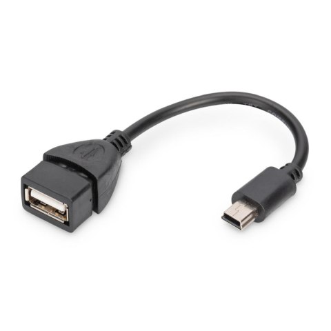 Kabel adapter USB 2.0 DIGITUS HighSpeed OTG Typ miniUSB B/USB A M/Ż czarny 0,2m