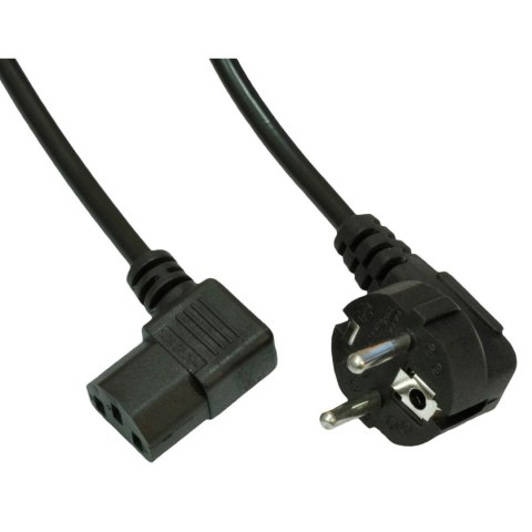 Kabel zasilający Akyga AK-PC-02A CEE 7/7 - IEC C13 kątowy 250V/50Hz 10A 1,5m czarny