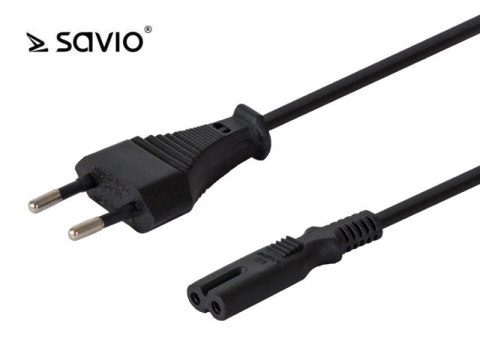 Kabel zasilający Savio CL-105 płaski ósemka 2pin, 3m