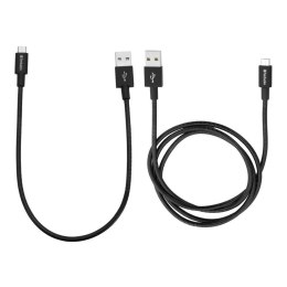 Kabel Verbatim micro USB-B(M) - USB-A(M) 100cm i 30cm czarny 2pak