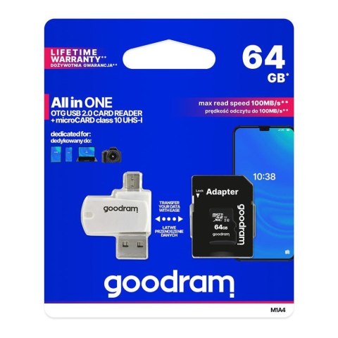 Karta pamięci microSDHC GOODRAM 64GB M1A4 UHS-I + Adapter