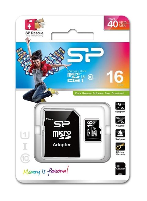 Karta pamięci MicroSDHC Silicon Power 16GB Class 10 + adapter