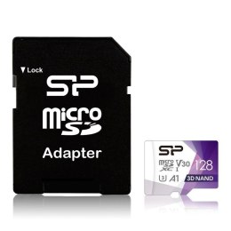 Karta pamięci Silicon Power microSDXC Superior Pro 128GB V30 UHS-1 U3 A1 + ADAPTER microSD-SD