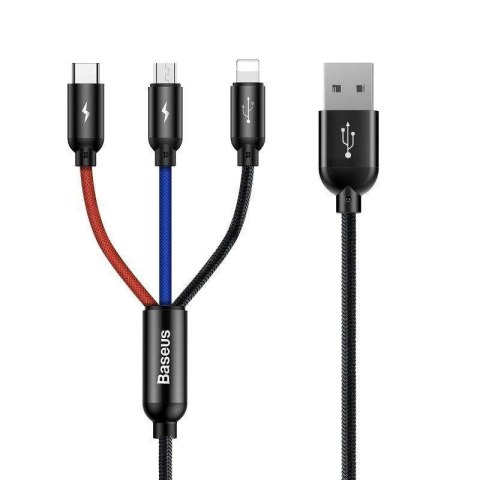 Kabel przewód USB 3w1 - USB-C, Lightning, micro USB 120cm Baseus CAMLT-BSY01 do 3.5A