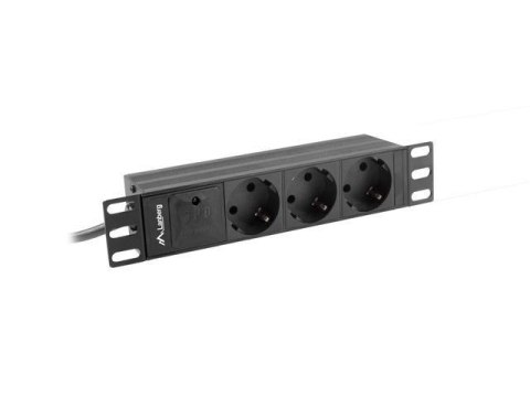 Listwa zasilająca Lanberg do szaf 10" 1U 10A PDU 3x Schuko 2m czarna Listwa zasilająca Lanberg do szaf 10" 1U 10A PDU 3x Schuko 2m czarna