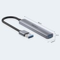 Unitek Hub USB-A 1*USB-A 5 Gbps, 3*USB-A 2.0 alu