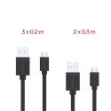 Unitek Kabel microUSB 2.0 5 sztuk, 2*0,3m, 3*0,2m