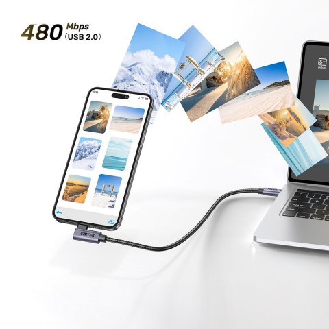 Unitek Kabel USB-C kątowy 90° PD100W 2m Unitek Kabel USB-C kątowy 90° PD100W 2m